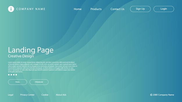 Abstract modern simple light blue landing page template