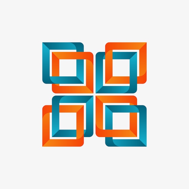 Abstract modern square logo with curve corner