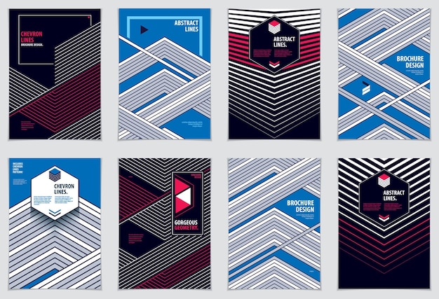 abstract modern vector minimal template flyers. vector geometric patterns abstract backgrounds set. design templates for booklets, greeting cards, invitations and advertising. a4 print format.
