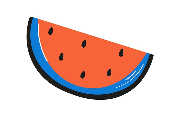 Abstract modern watermelon fruit icon isolated on white background. Vector hand drawn illustration