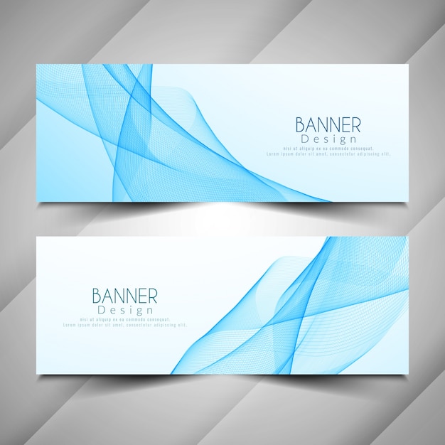 Vector abstract modern wave style banners set