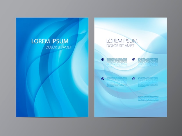  abstract modern wavy blue flowing flyer, brochure
