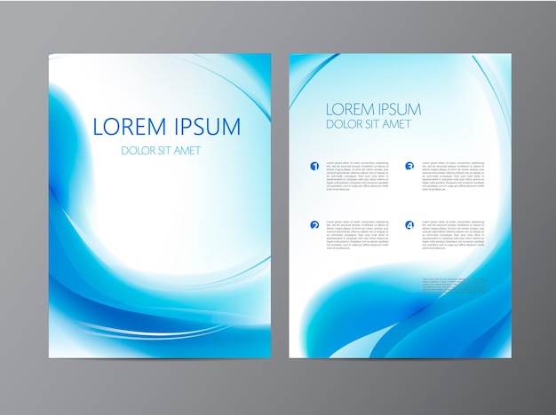 Abstract modern wavy blue flowing flyer, brochure