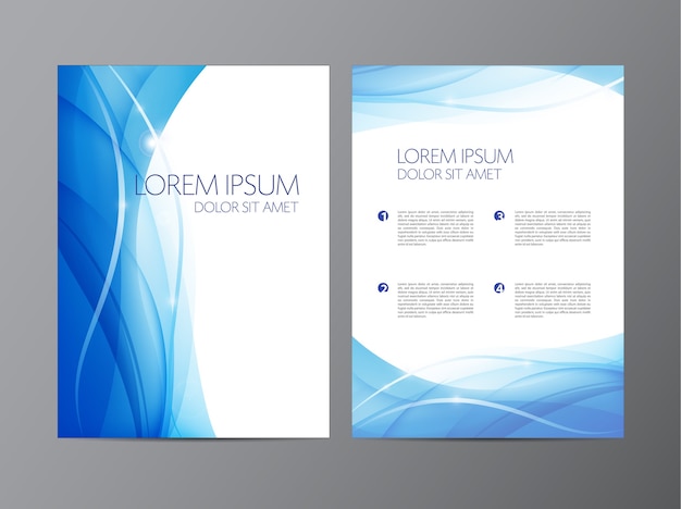 Abstract modern wavy flowing blue flyer, brochure