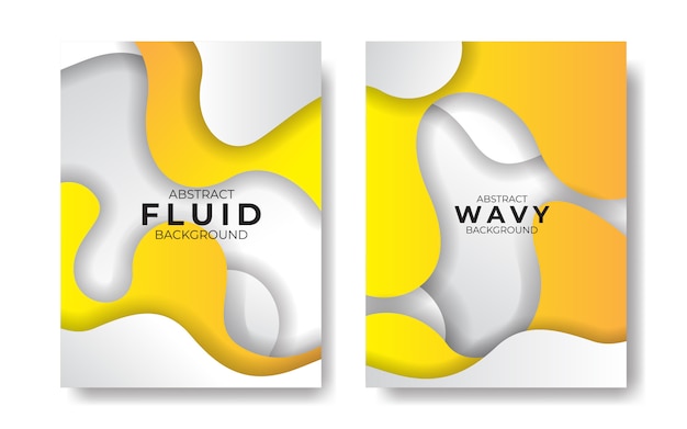 Vector abstract modern yellow wavy fluid and liquid background