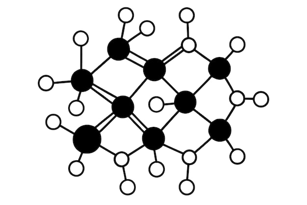 白い背景に分離された抽象的な分子構造パターン