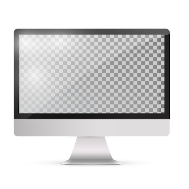 Monitor astratto colore argento con touch screen vuoto nero isolato su sfondo bianco realistico mock up illustrazione vettoriale