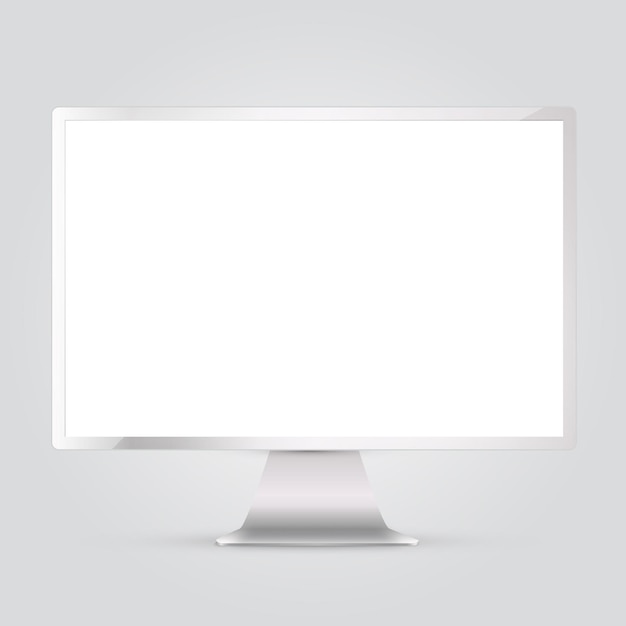 Vector abstract monitorsilver color with  white blank touch screen isolated on white background  realistic mock up vector illustration