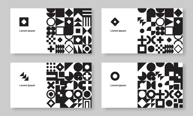 Abstract monochrome Bauhaus geometric business card set