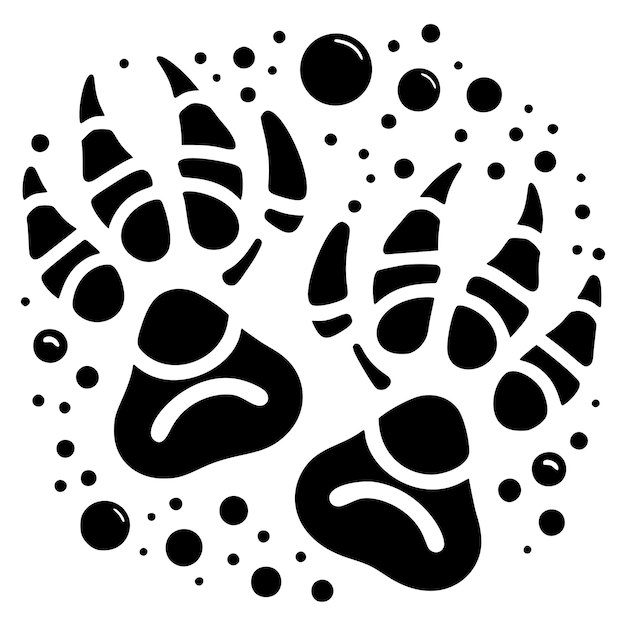 Vector abstract monochrome dino footprints pattern