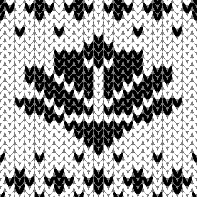 Abstract monochrome knitted seamless pattern. Knit texture sheme swatch for new year card, christmas invitation, holiday wrapping paper, winter vacation travel and ski resort advertising etc.