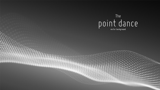 abstract monochrome particle wave, points array, shallow depth of field. Futuristic illustration. Technology digital splash, data points explosion. Point dance waveform.