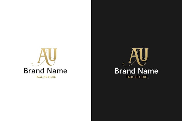 Abstract monogram AU of UA logo concept