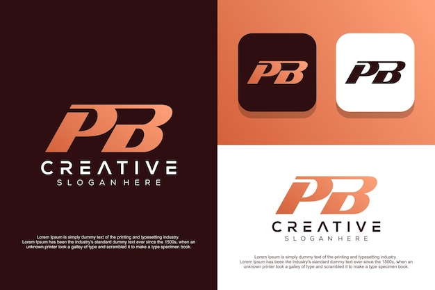 abstract monogram brief pb logo ontwerp