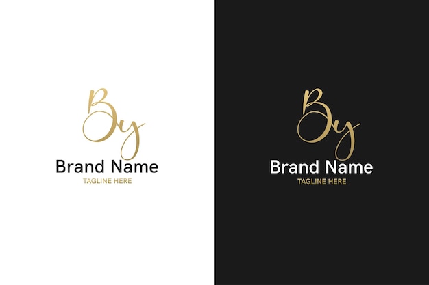 Abstract monogram BY of YB logo concept