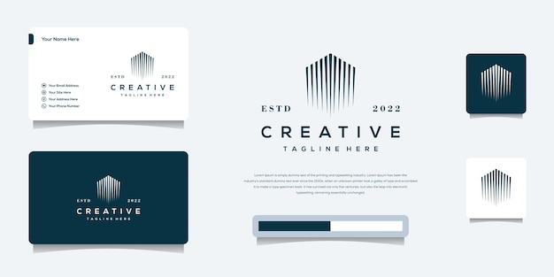 Vector abstract monogram house logo template and business card