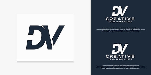 abstract monogram initial d v  logo template