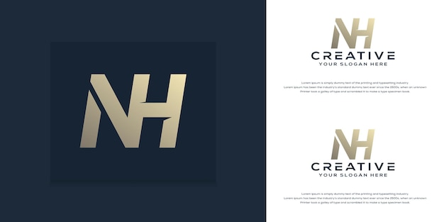 abstract monogram initial n h letter logo template