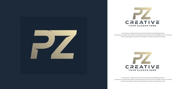 Abstract monogram initial p z letter logo template