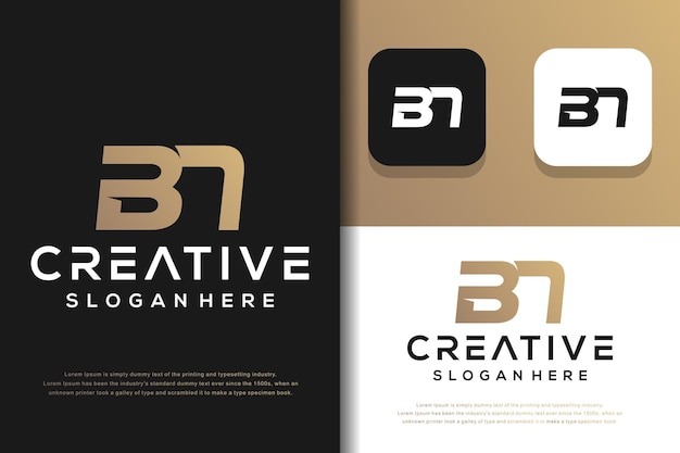 Abstract monogram letter B N logo template