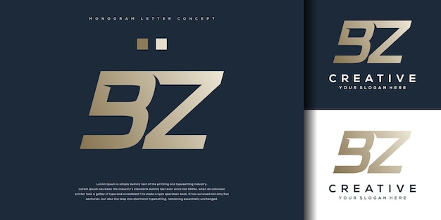 Абстрактная монограмма буква bz логотип шаблон