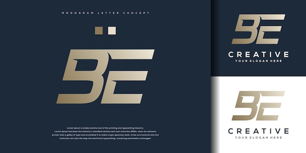 Abstract monogram letter BE logo ontwerp