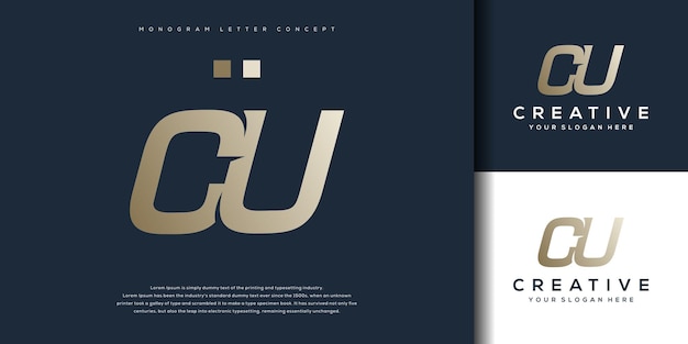 Abstract monogram letter C U logo template