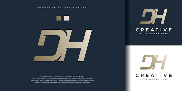 Vector abstract monogram letter d h logo template