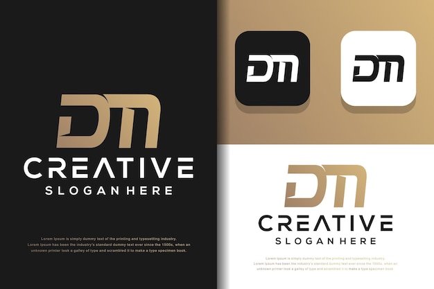 Abstract monogram letter d m logo design