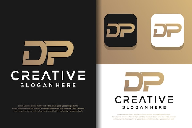 Abstract monogram letter D P logo template