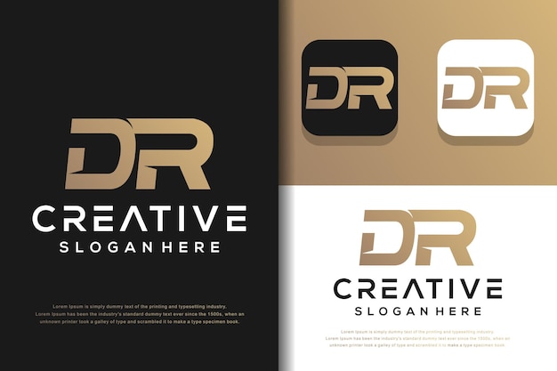 Abstract monogram letter D R logo design