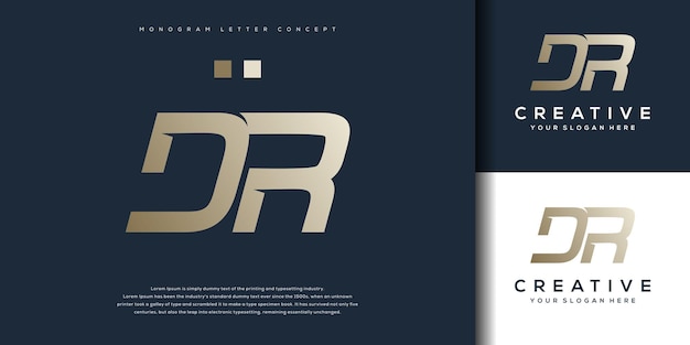 Abstract monogram letter D R logo template