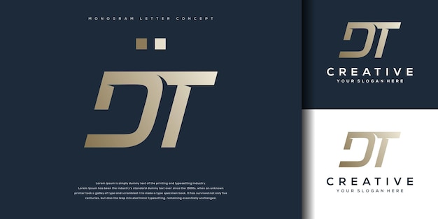 Абстрактная монограмма буква DT логотип шаблон