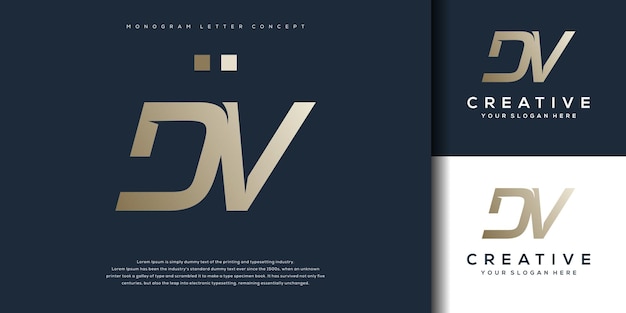 Abstract monogram letter D V logo template