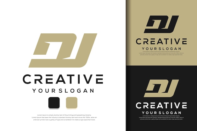 abstract monogram letter dj logo design