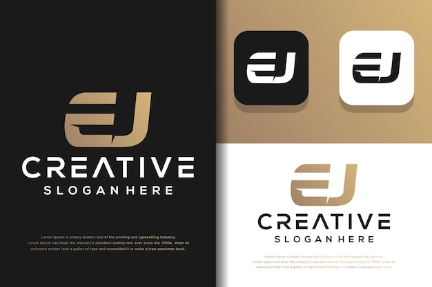 Abstract monogram letter E J logo design