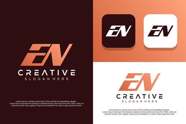 Abstract monogram letter E N logo design