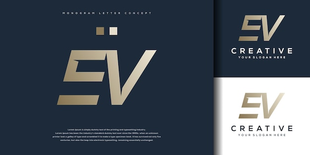 Abstract monogram letter E V logo template