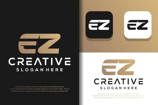 Abstract monogram letter E Z logo design