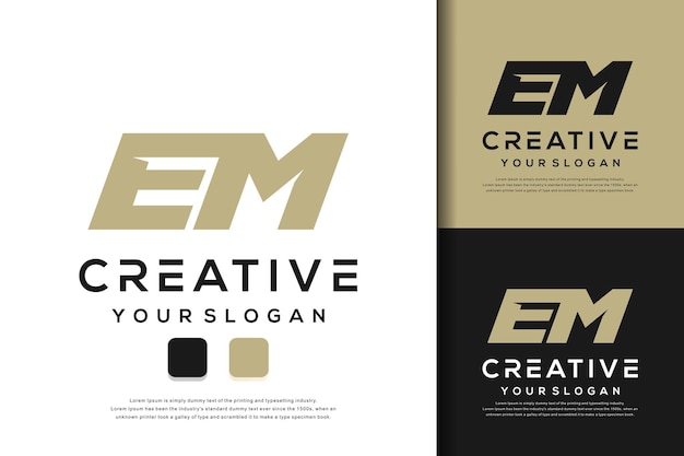 Abstract monogram letter em logo design