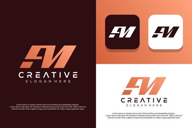 Vector abstract monogram letter f m logo design