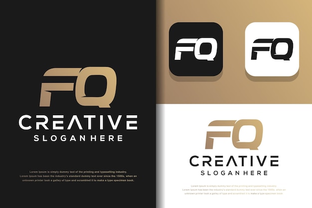 Abstract monogram letter F Q logo template