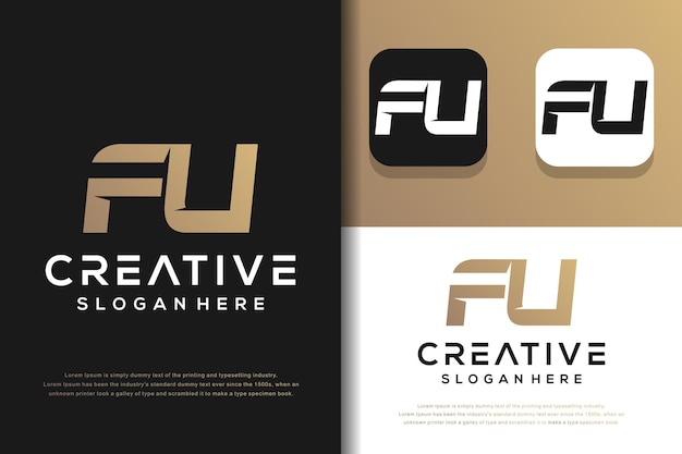 Abstract monogram letter F U logo template