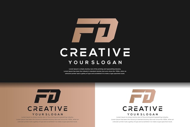 abstract monogram letter fd logo template