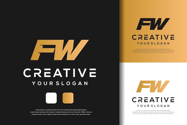 abstract monogram letter fw logo design