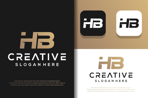 Abstract monogram letter H B logo design