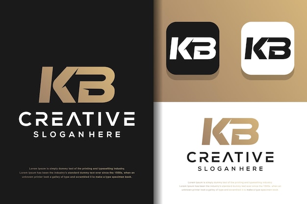 Abstract monogram letter K B logo design