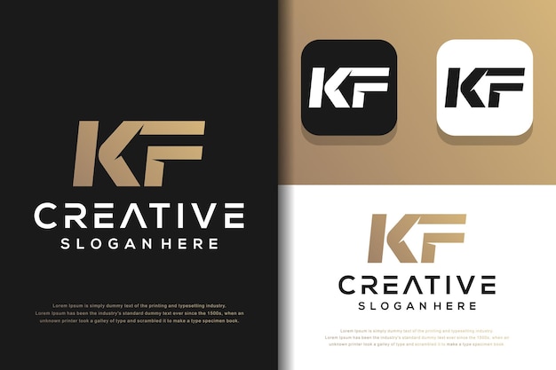 Vector abstract monogram letter k f logo design