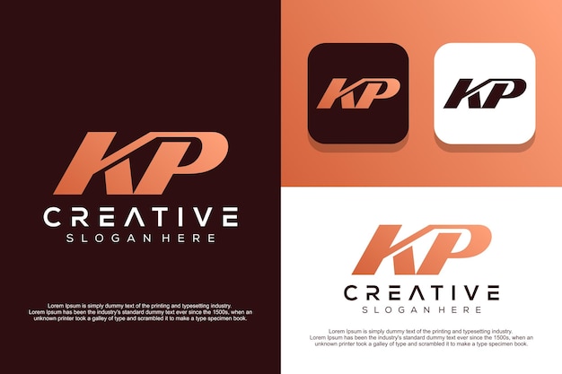 Abstract monogram letter K P logo design