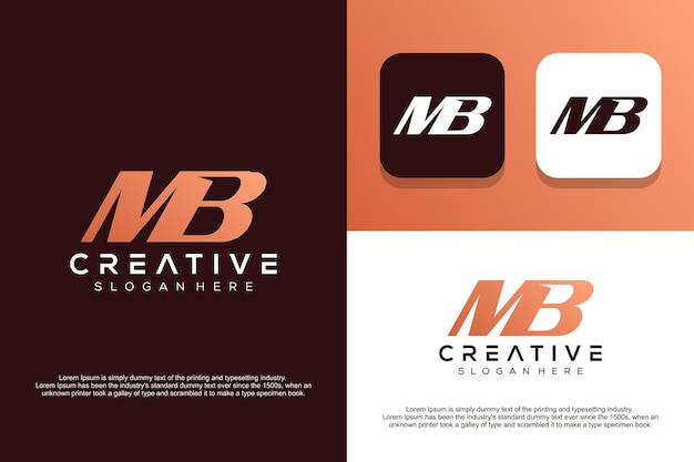 Abstract monogram letter M B logo design
